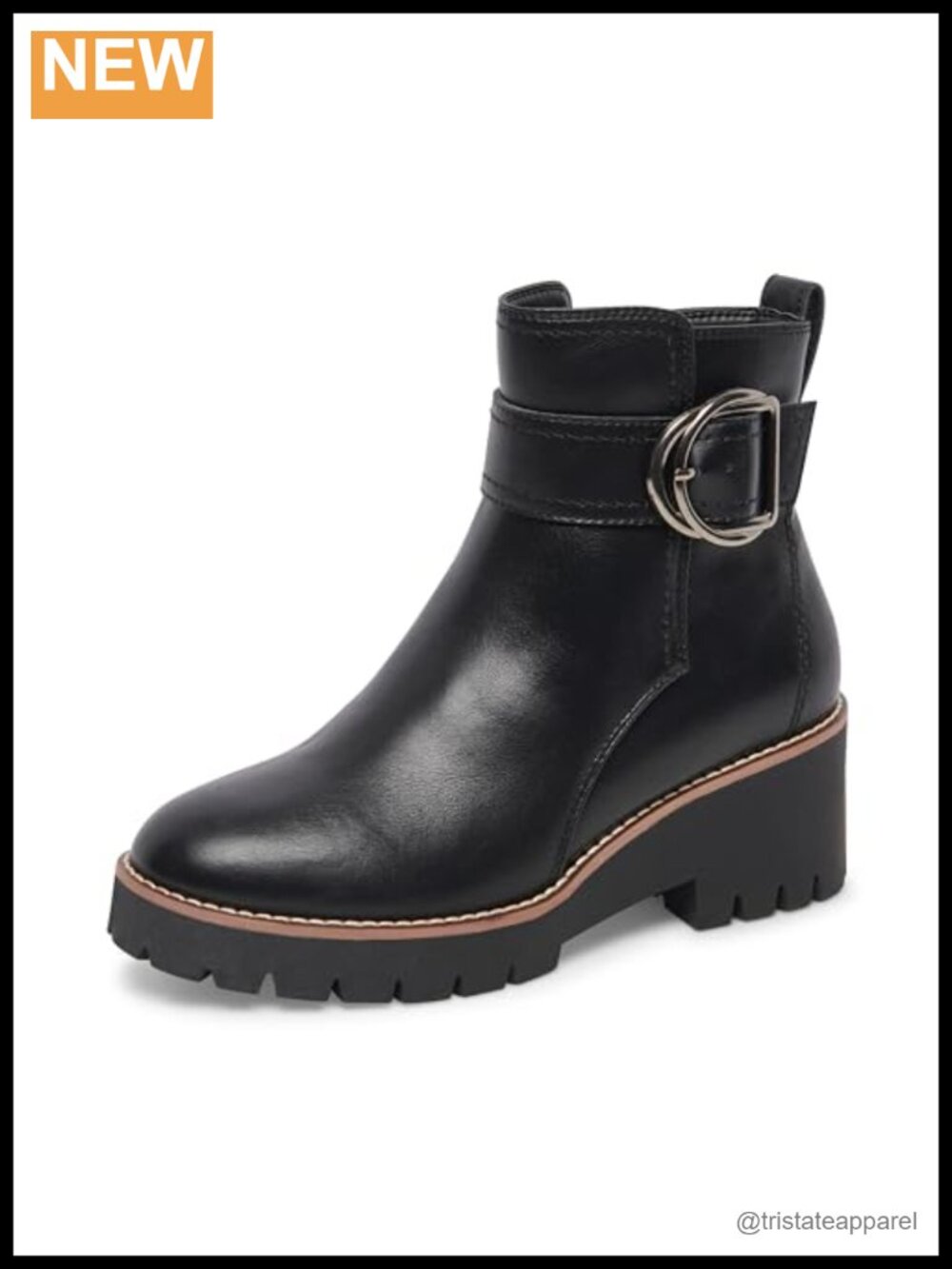 Waterproof Ankle Bootie Leather Side Zip Block Heel Memory Foam